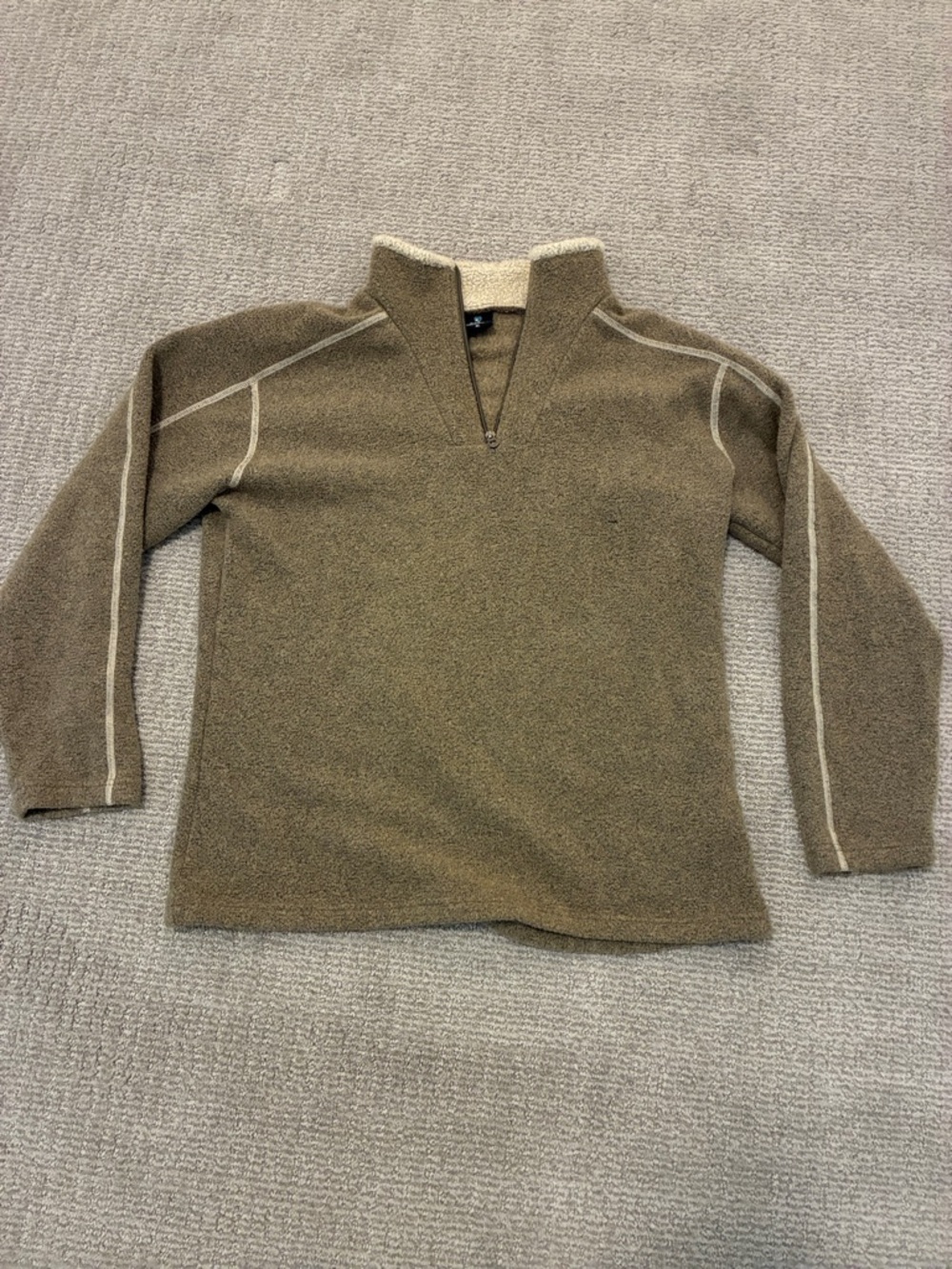 Kühl Olive-Tan Sherpa Quarter-Zip Pullover